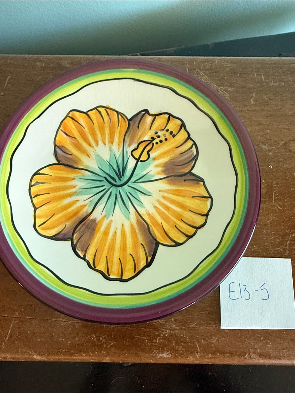 Hibiscus Pattern Appetizer Plate by Clay Art - Picture 2 of 3